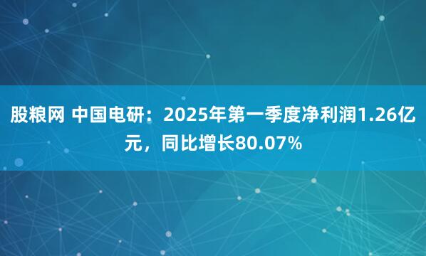 股粮网 中国电研：2025年第一季度净利润1.26亿元，同比增长80.07%